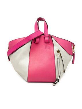 Loewe Anagram Hammock Small Shoulder Bag Drawstring 2-Way Pink White Leather
